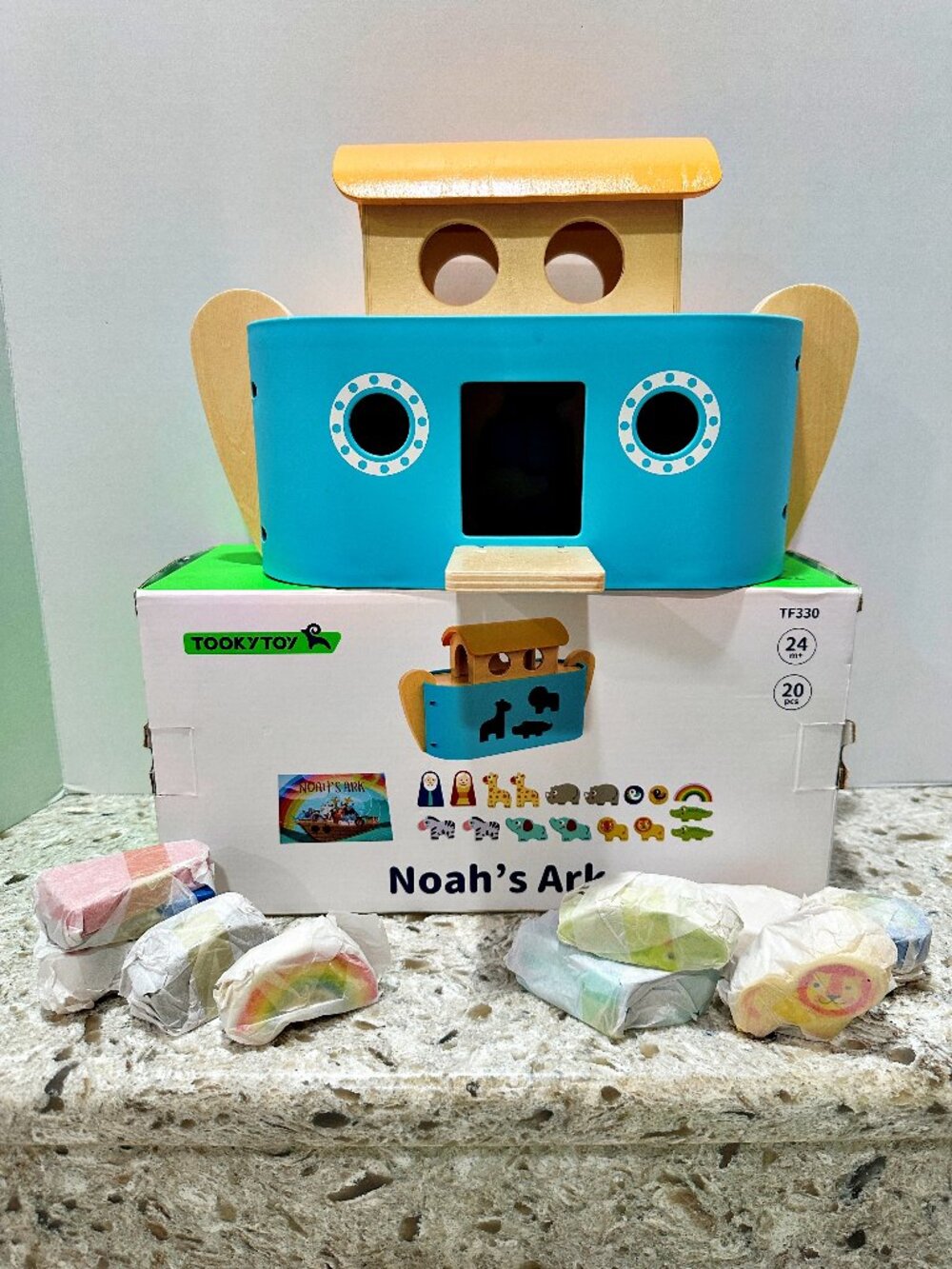 Wooden Noahs Ark Animals Rainbow Learning Shapes 24M+ Tooky Toy Bible Story MINT